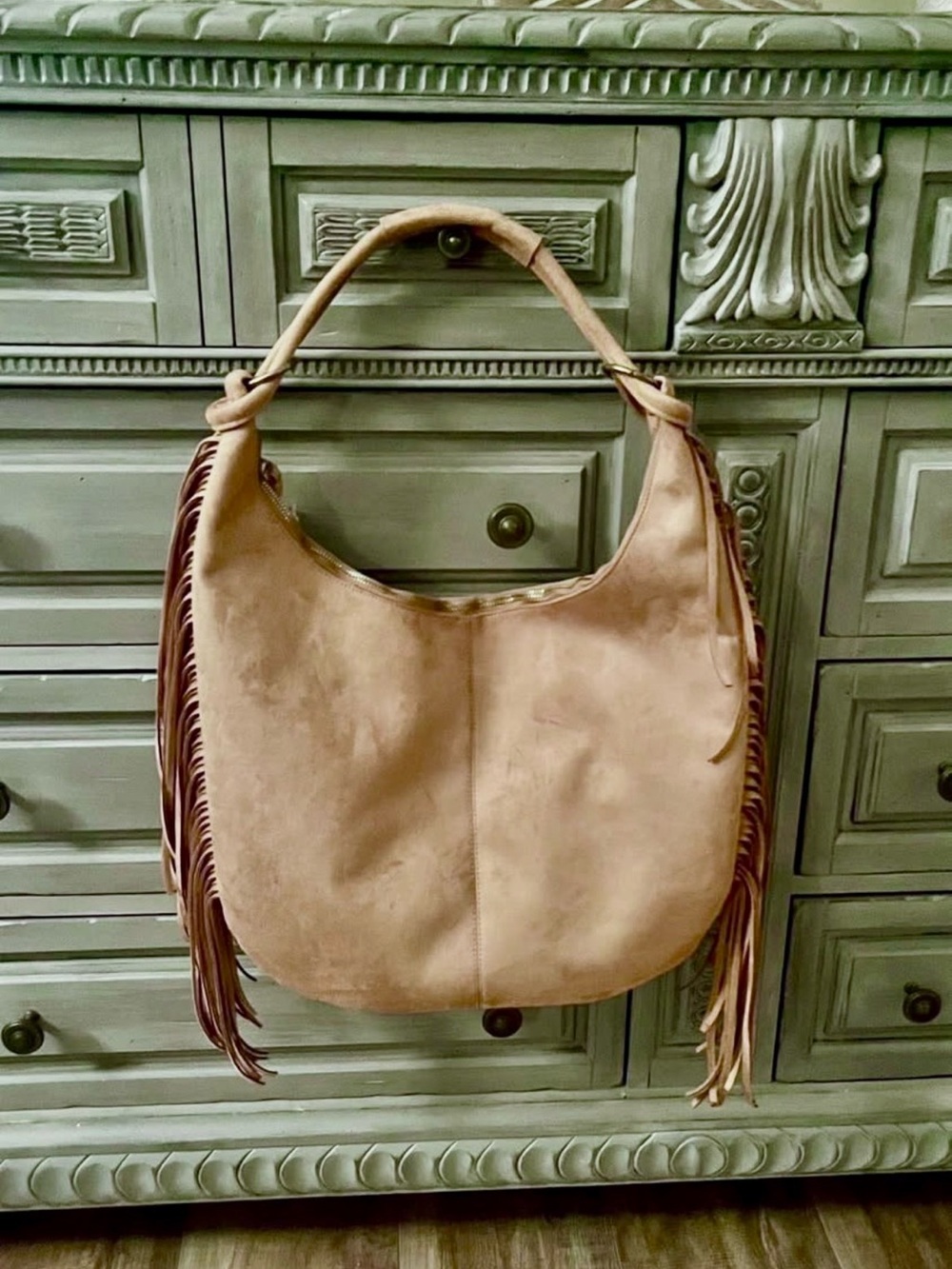 Abercrombie & Fitch Tan Suede Fringe Shoulder Bag